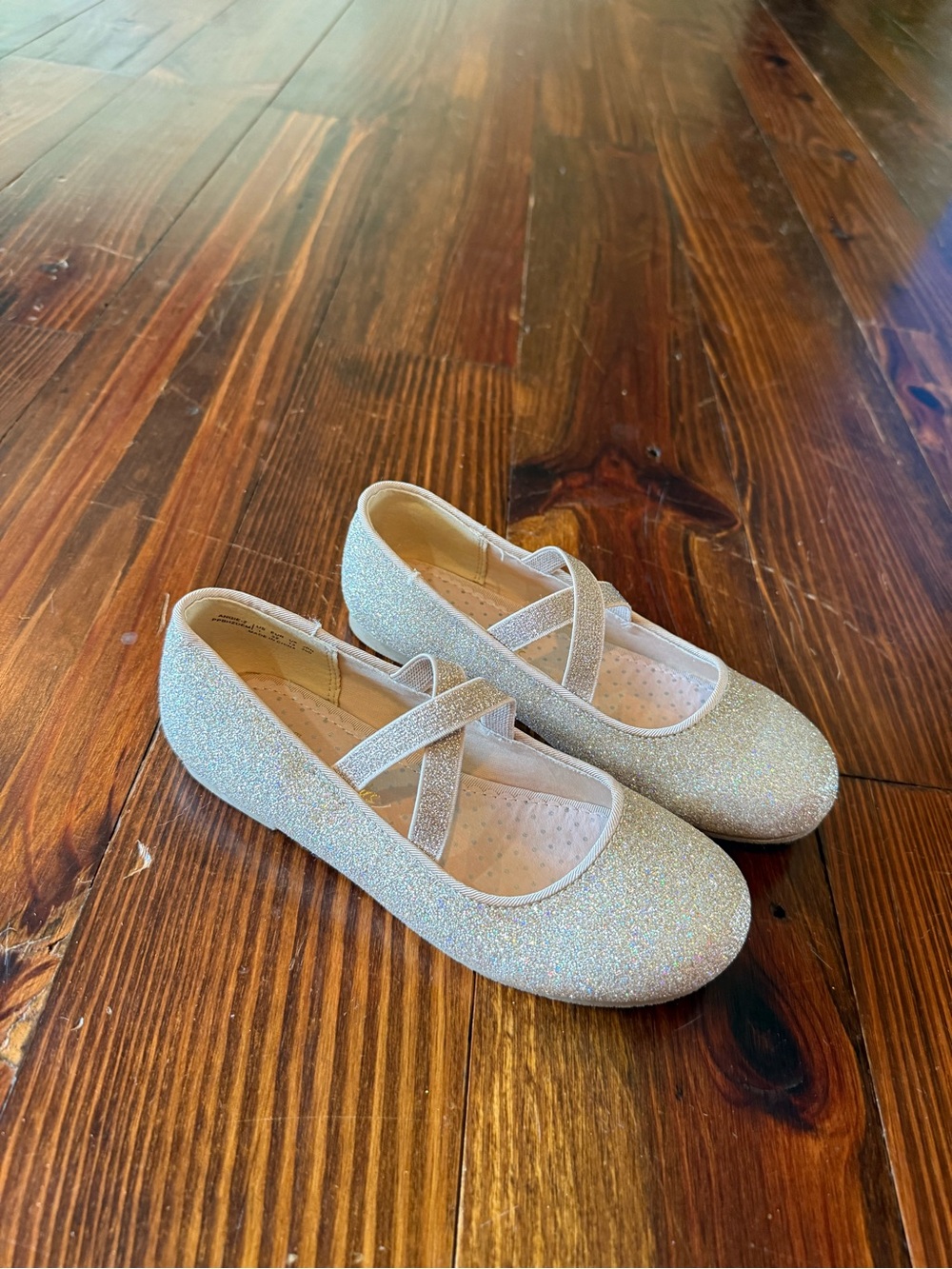 Dream Pairs Silver Glitter Cross-Strap Mary Jane Flats for Kids